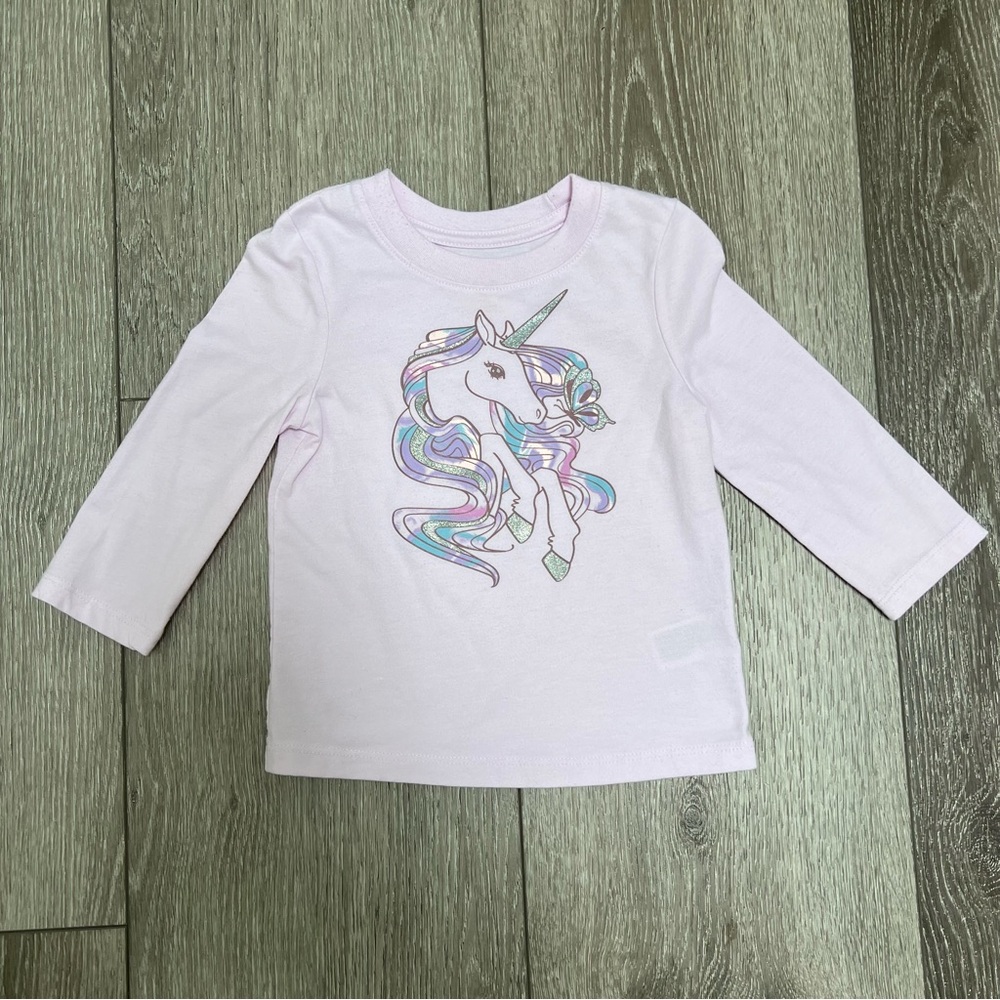 CAT AND JACK LONG SLEEVE SHIRT UNICORN PURPLE 18MO